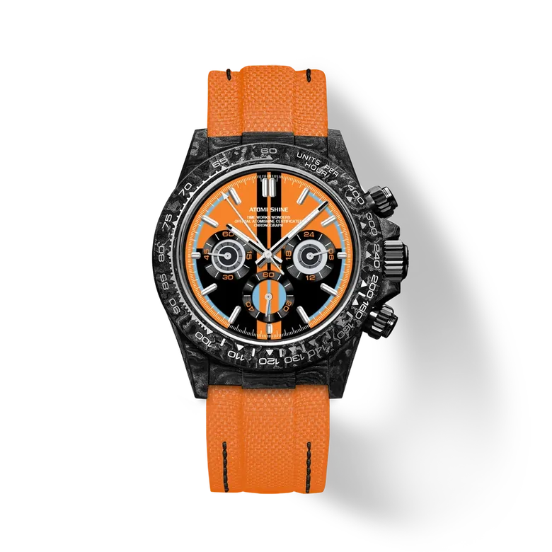 Velocirex Carbon Fiber Watch 39mm, Orange Pulse