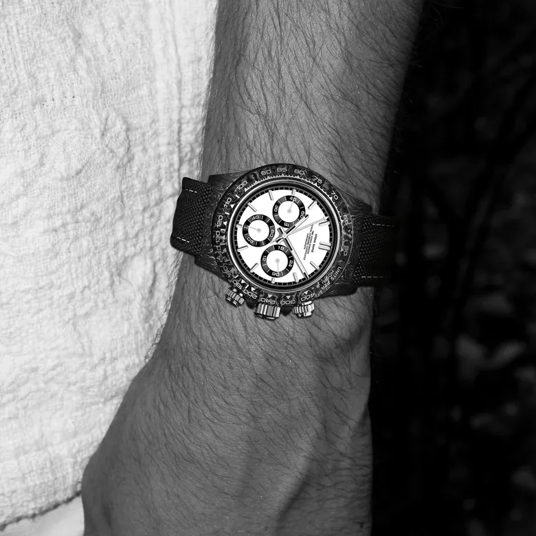 Velocirex Carbon Fiber Watch 39mm, Snowbound Nigh