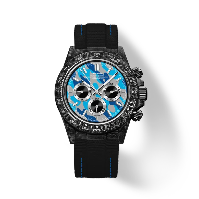 Velocirex Carbon Fiber Watch 39mm, Camo Chrono