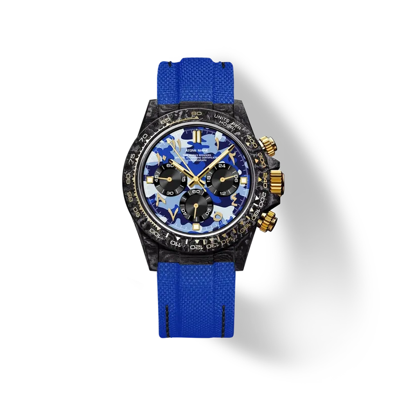 Velocirex Carbon Fiber Watch 39mm, Blue Velocity