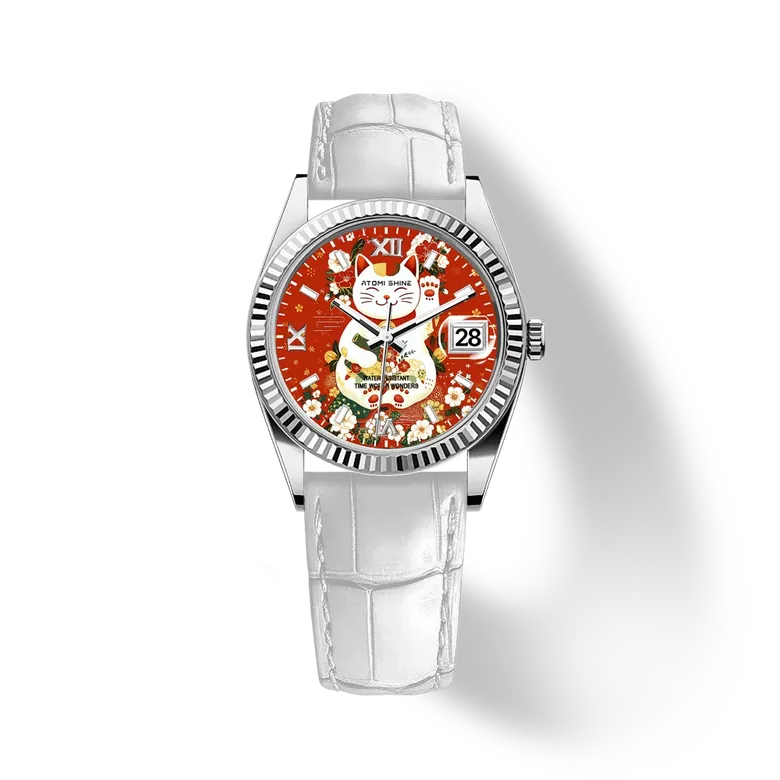 Eondate Classic Leather Watch 36mm, Pure Prosperity