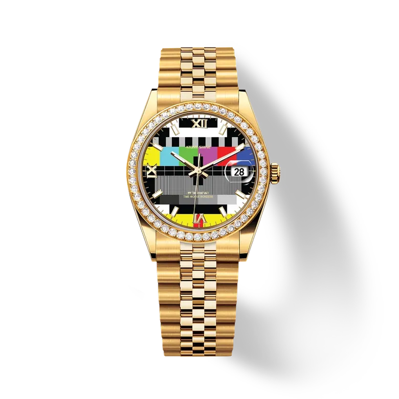 Eondate Diamond Watch 36mm, Golden Pixels, 1.3CTS