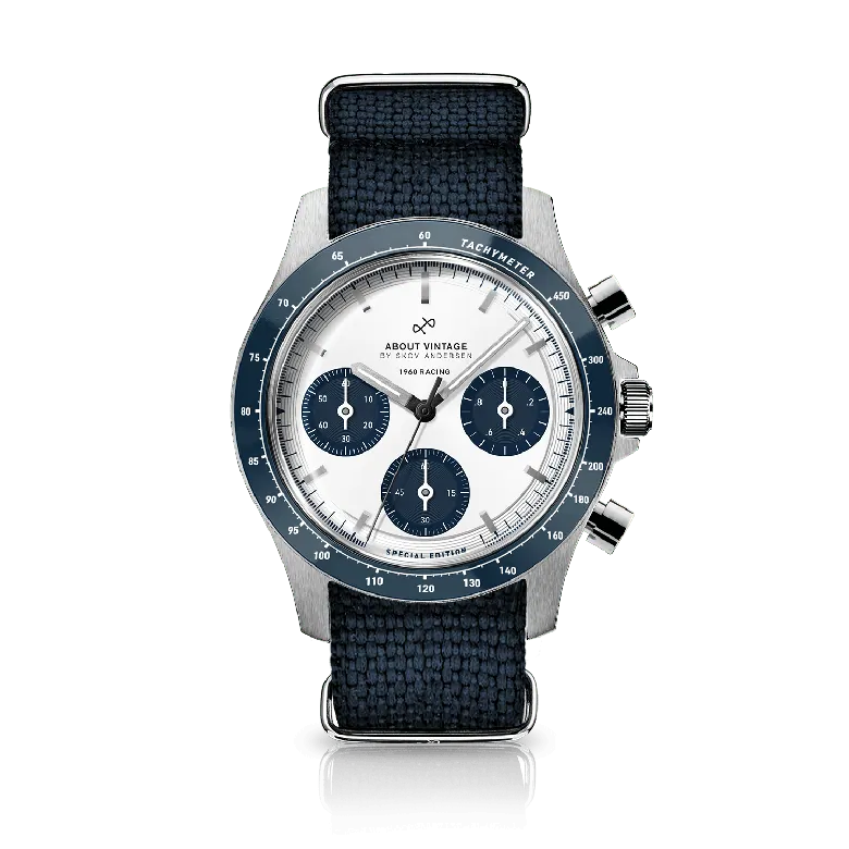 1960 Racing Chronograph, Steel / Navy & White