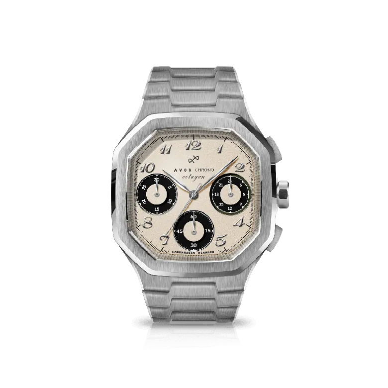 1904 Chrono, Steel / Off White & Black