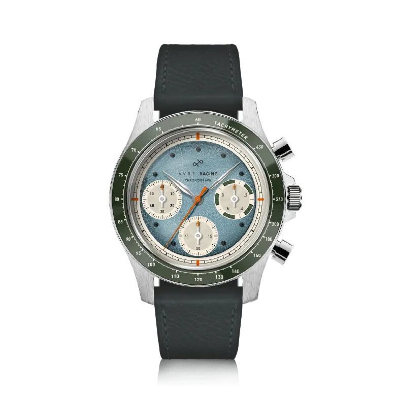 1960 Racing Chronograph, Steel / Sky Blue & Green