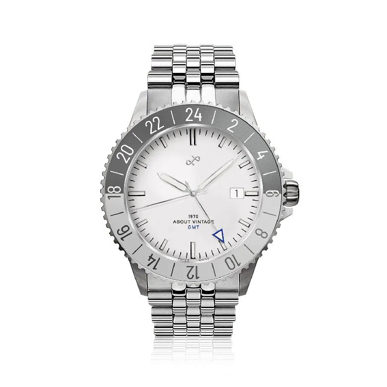 1970 Glacier GMT Automatic, Steel / White - Swiss Made