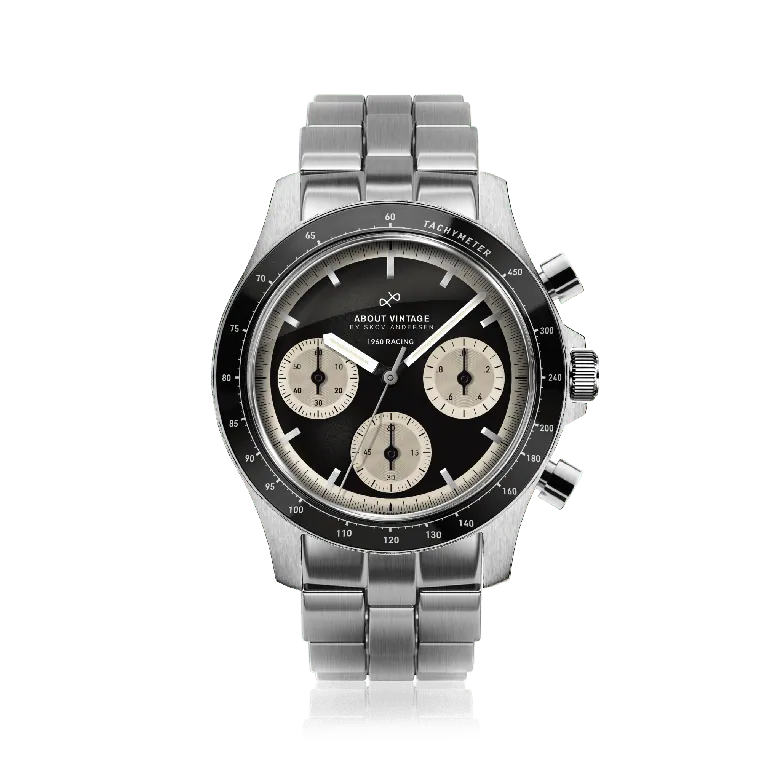 1960 Racing Chronograph, Steel / Black & Off White