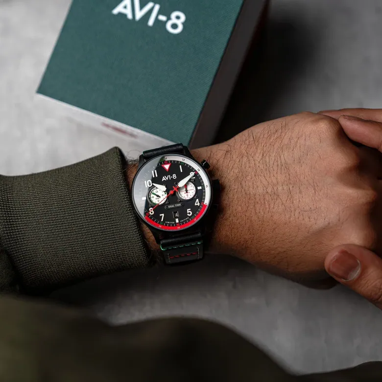 Hawker Hurricane Carey Dual Time Mexico Limited Edition Tri Color Black Av 4088 08