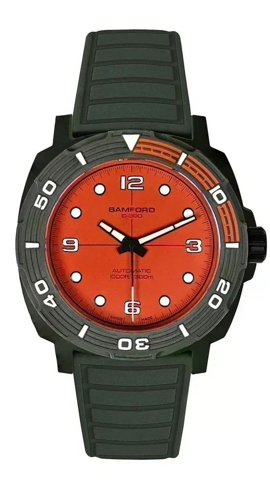 D-300 Matte Green Ceramic with Orange dial