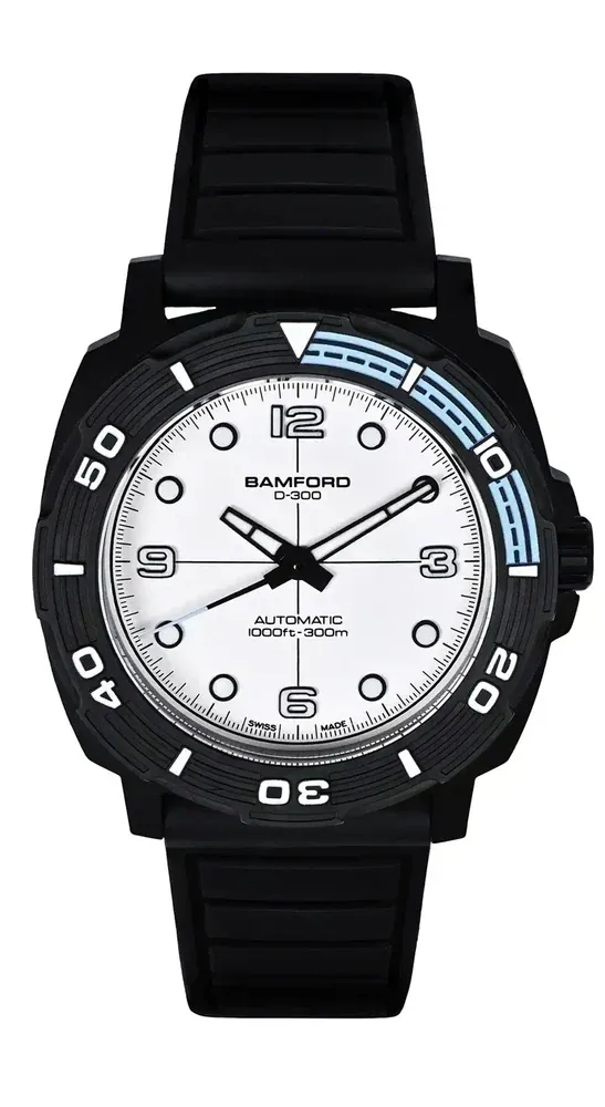 D-300 Matte Black Ceramic With White Dial
