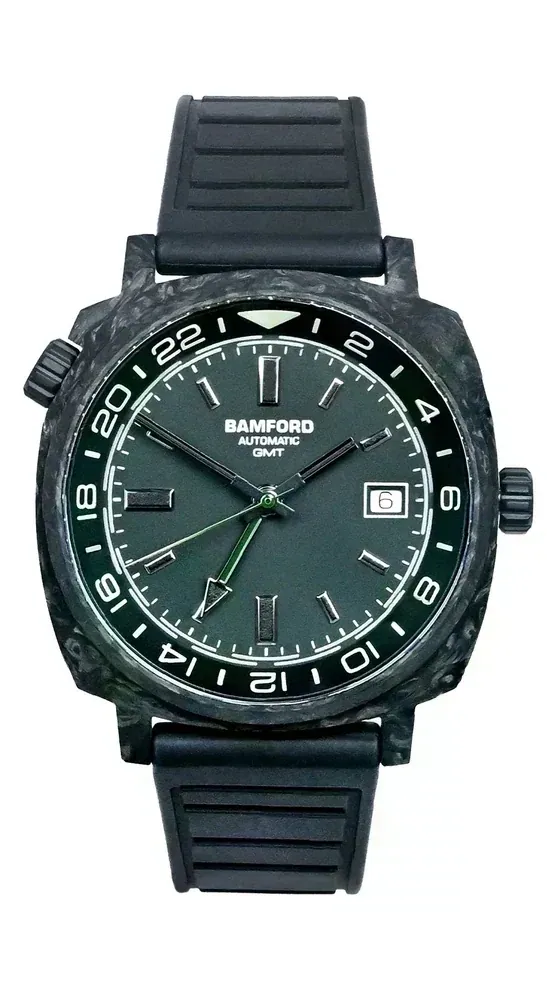 GMT Forged Carbon - Dark muted green with Silver accents