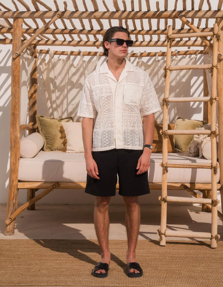 Shop the Booker Patchwork Lace Shirt in Ecru