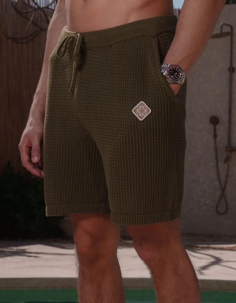 Men's Olive Crochet Short | Quality Knitwear for Men | Expand your wardrobe