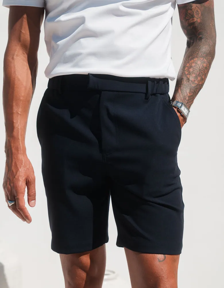 Men's Navy 24hr Short with Hidden Zip Pockets | BELIER