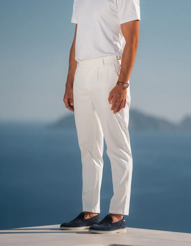 Men's White Chino Trousers by BELIER | Cotton Blend, XS-XXL
