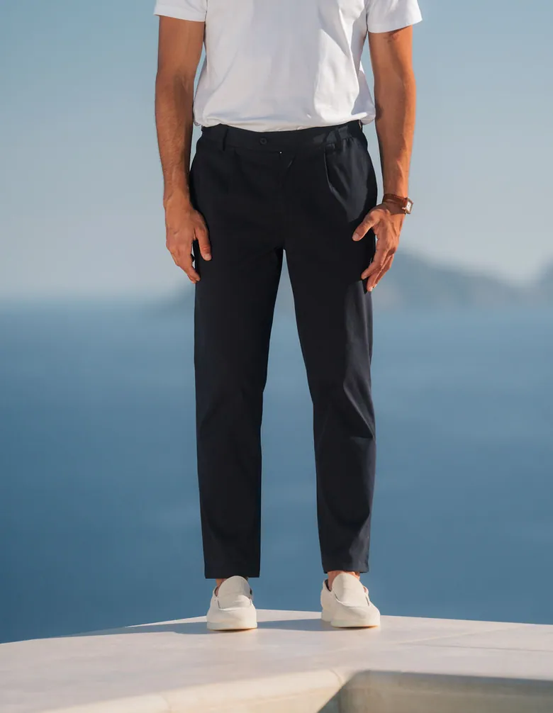 Men's Navy Monaco Chino Trouser | Smart Chino Trouser for Men | Express Shipping available