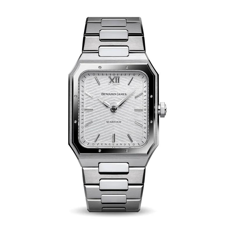 Scarifour Classic Silver | 31mm Rectangular Dress Watch | Benjamin James