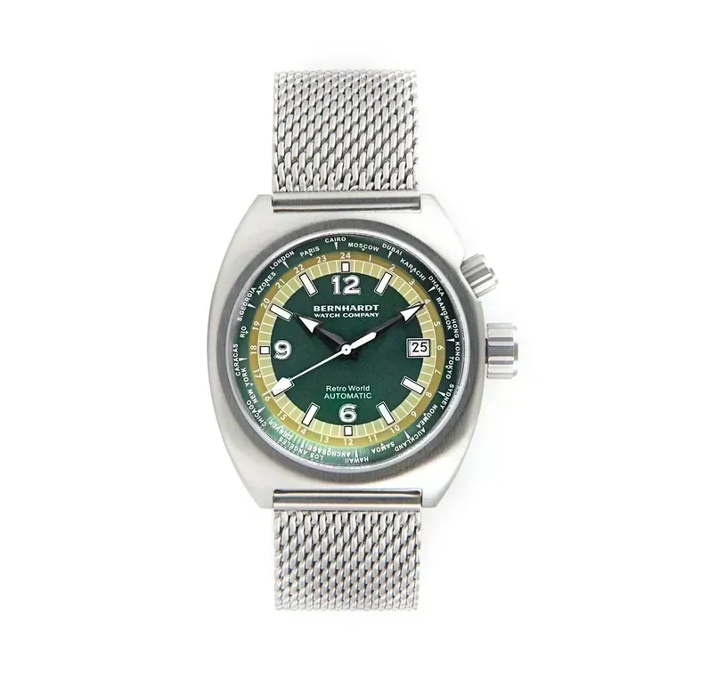 Retro World Timer - Green Dial