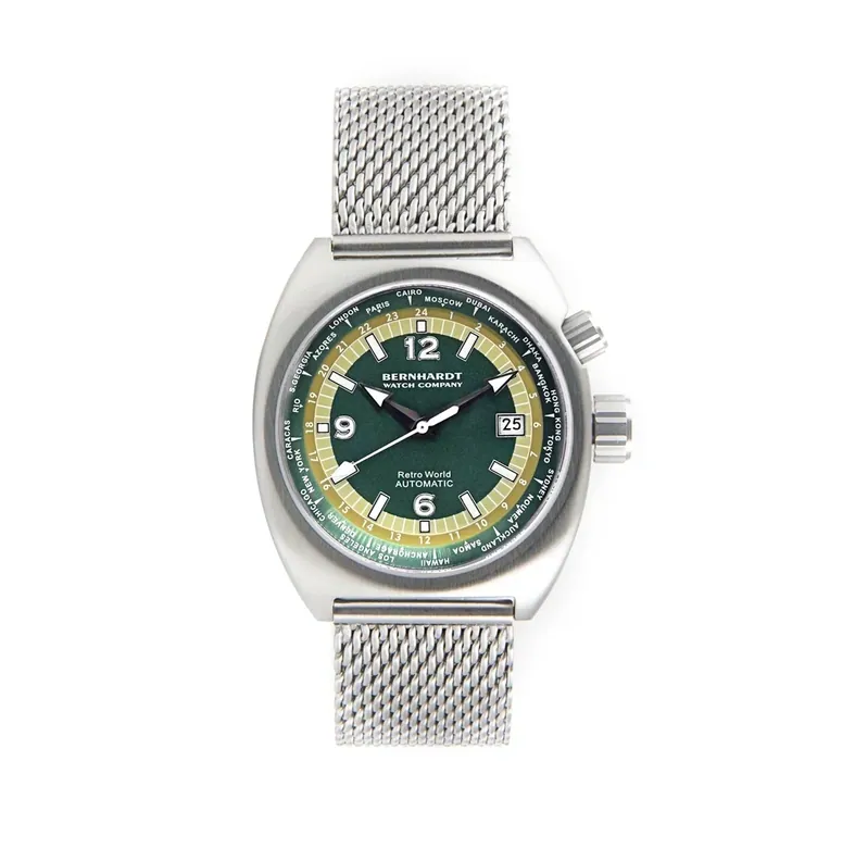 Retro World Green/Yellow Watch