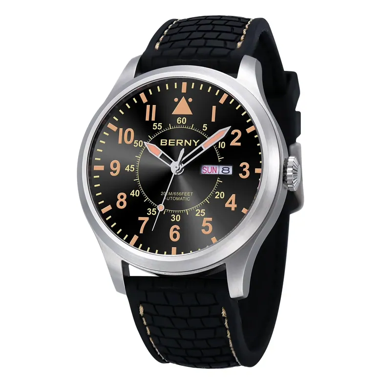BERNY Men's Automatic Mechanical Watch Self Winding Watches Water Proof 20ATM Sapphire Glass Scratch Resistant Super Luminous with Oversize Dial（No Battery Required)