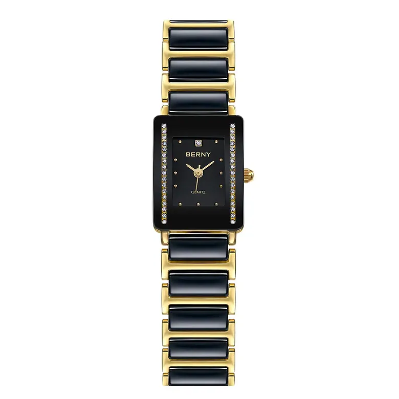 BERNY-Women Quartz Ceramic Gold Watch-2010L