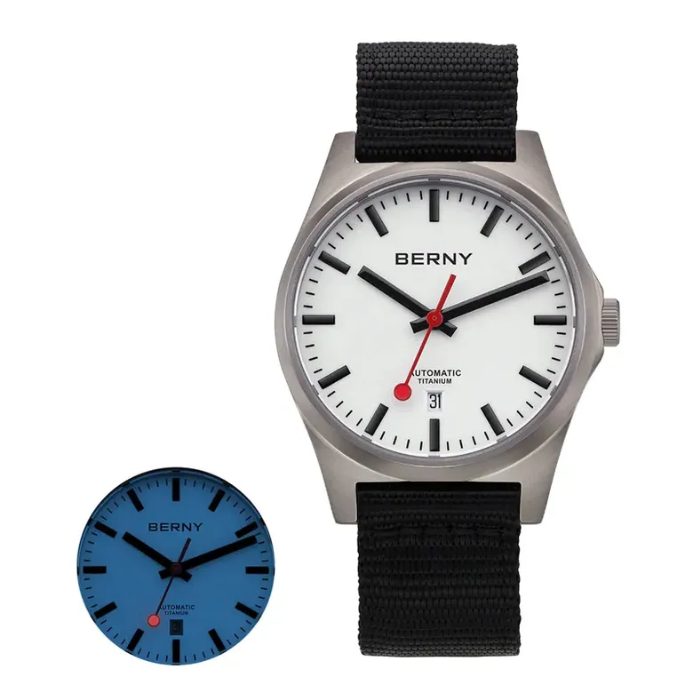 BERNY-Men Automatic Titanium Railroad Watch-AMT258M