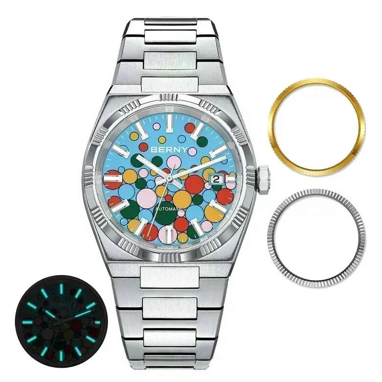 BERNY-Men Automatic Dress Watch- Interchangeable Bezel- AM241M