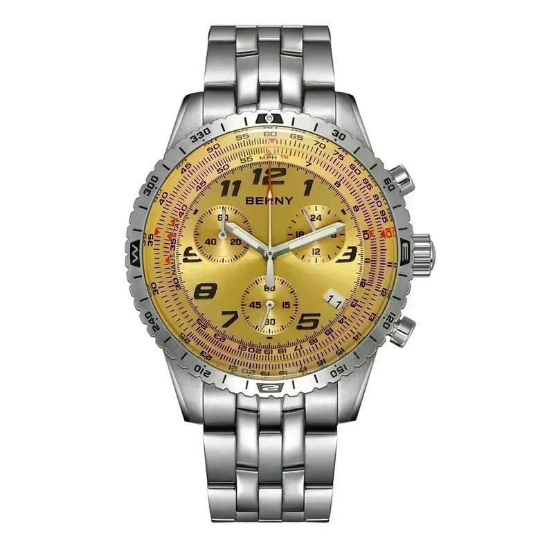 BERNY-Men Quartz Chronograph Field Watch-2835M