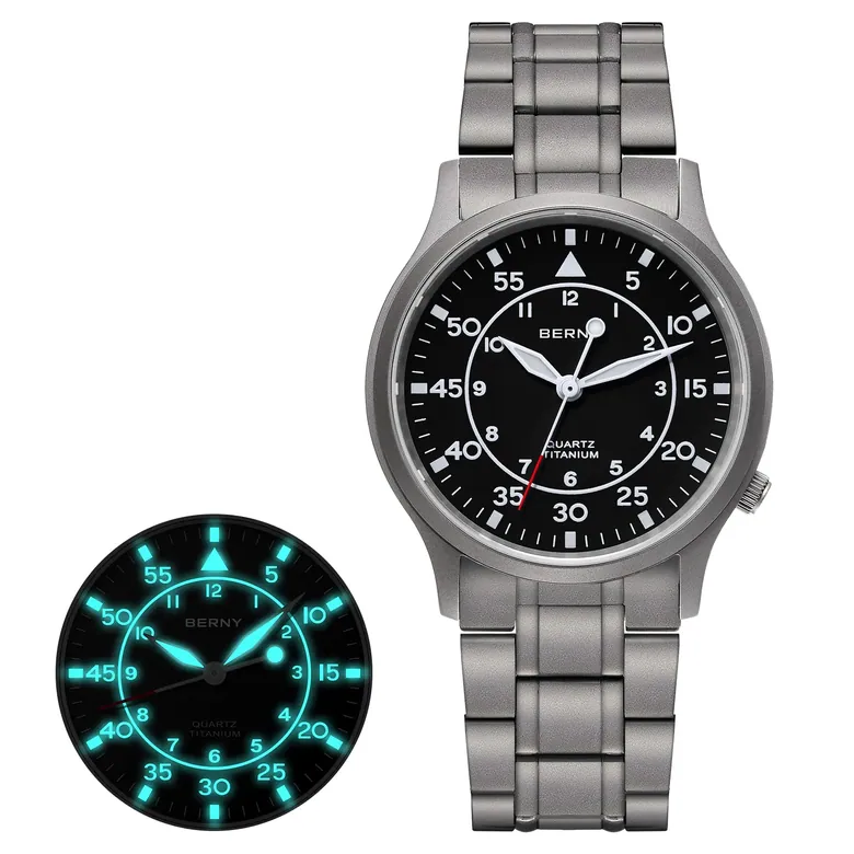 BERNY-Men Quartz Titanium Field Watch-T2566MS