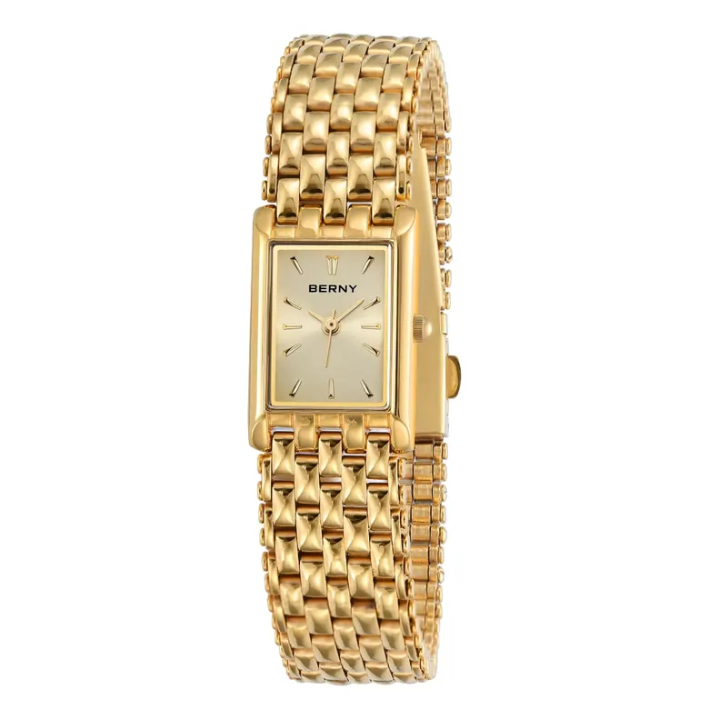 Berny Women's Gold Watch Ladies Wrist Quartz Watches Stainless Steel Band Women Luxury Casual Fashion Watch