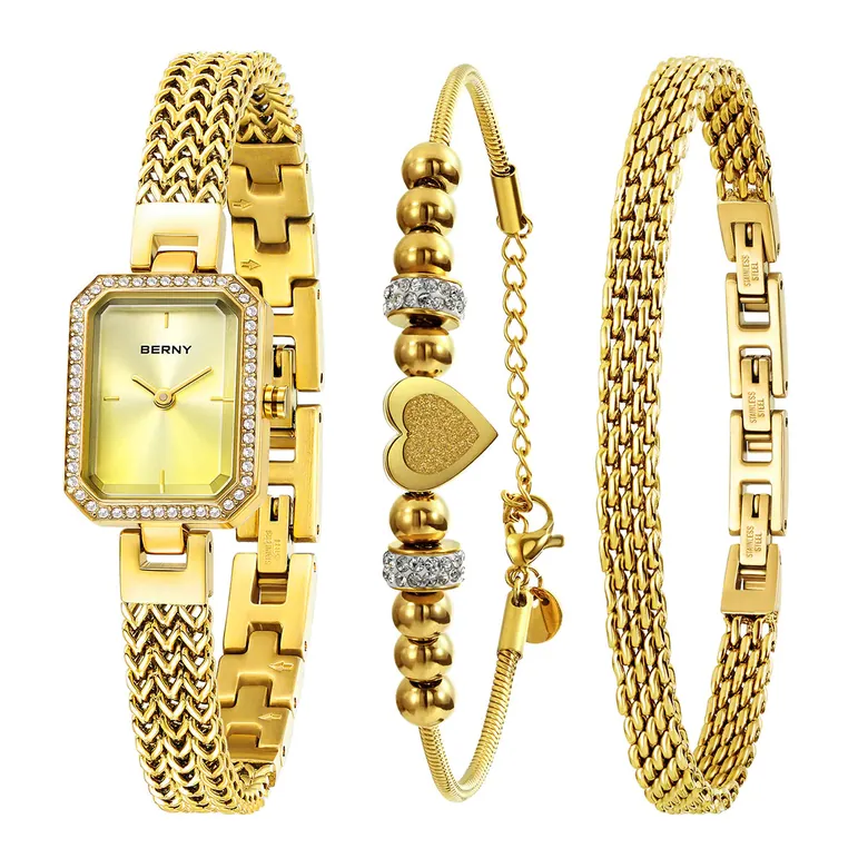BERNY-Women Quartz Square Gold Watch-2922L