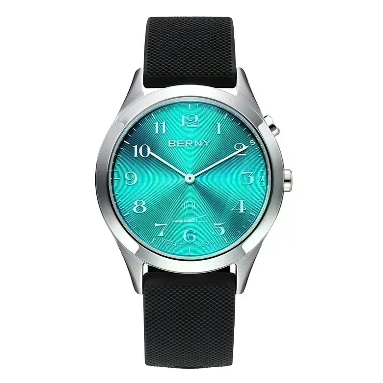 BERNY Vibration Watch Alarm Reminder Analog Timepiece - Rechargeable, Invisible OLED Display, Health Warnings