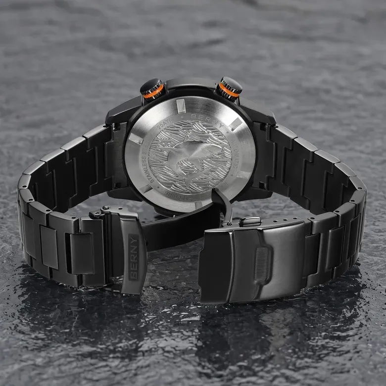 BERNY-Men Automatic Black Diver Watch-AM164MS-BLK