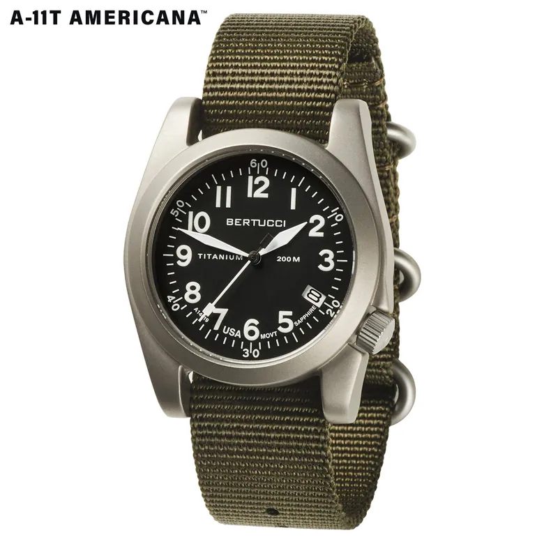 A-11T Americana - Black Dial w/ Defender Olive Nylon Band #13331
