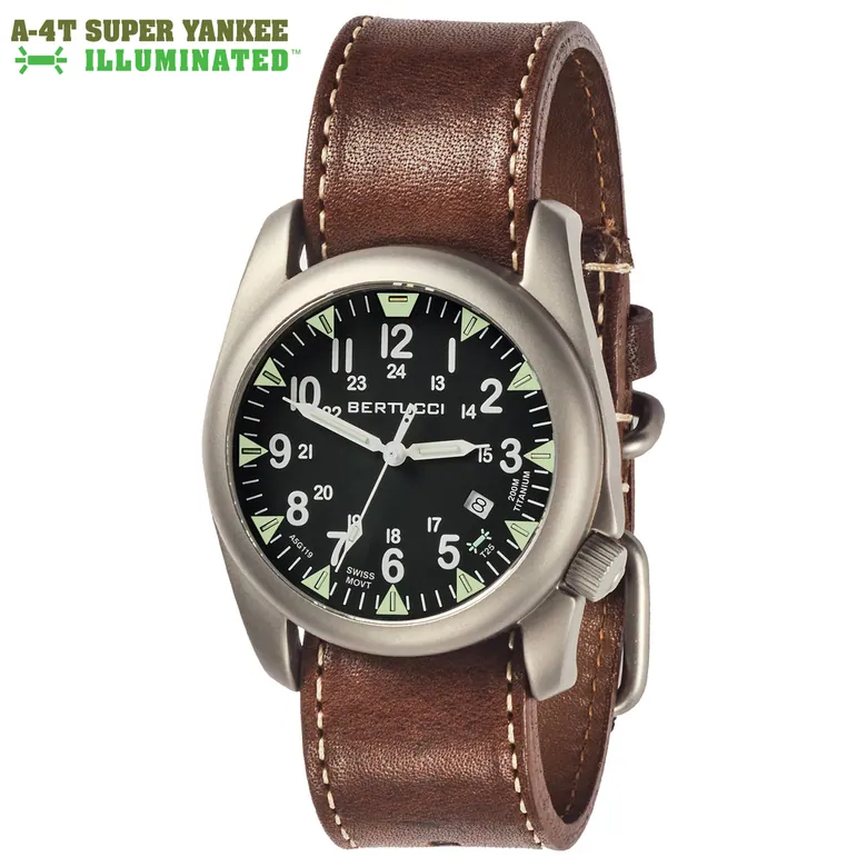 A-4T Super Yankee Illuminated Black - Nut Brown Horween® Heritage Leather Band #13482