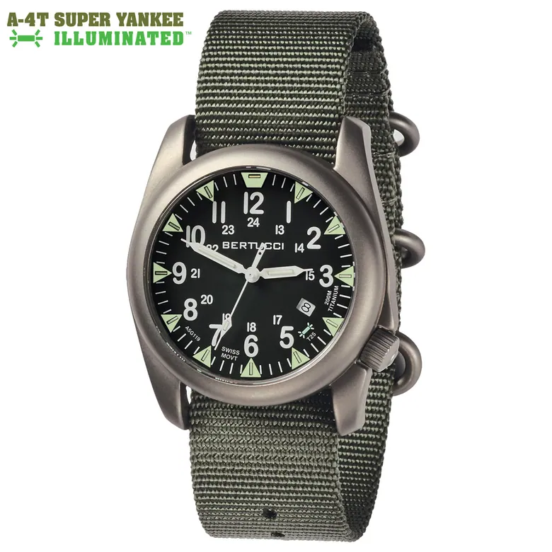 A-4T Super Yankee Illuminated, Black Dial w/ Defender Drab Nylon Band #13481