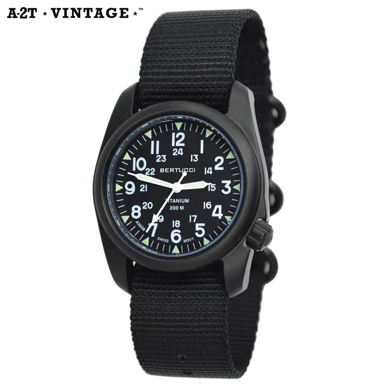 A-2T Vintage, Black dial w/ Black Nylon band #12027