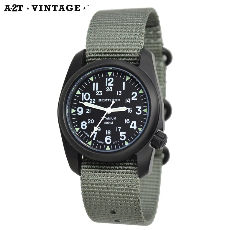 A-2T Vintage, Black dial w/ Defender Drab Nylon Band #12028