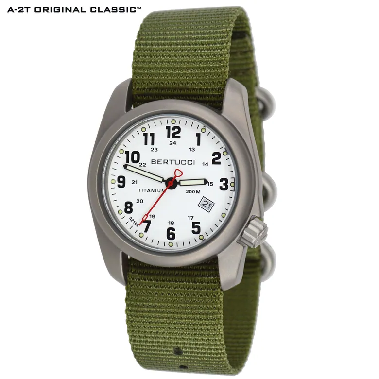 A-2T Original Classic - White w/ Forest Nylon Band #12121