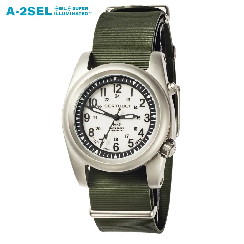 A-2SEL Super Illuminated Ghost Gray EL - Nurra Verde Italian Rubber NATO Band #22031