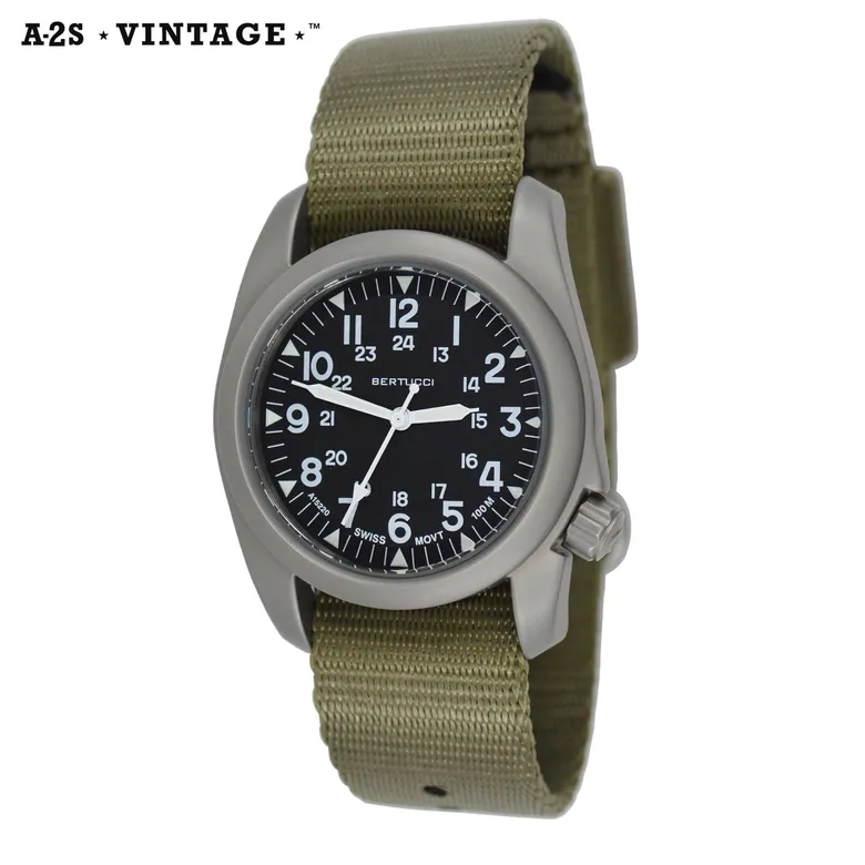 A-2S Vintage™ - Black dial, Field Drab Comfort-Webb™ Band #11501