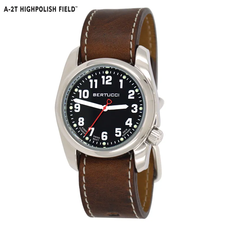 A-2T HIGHPOLISH FIELD™ - Onyx Black™ Dial, Nut Brown Horween Leather Band #12072