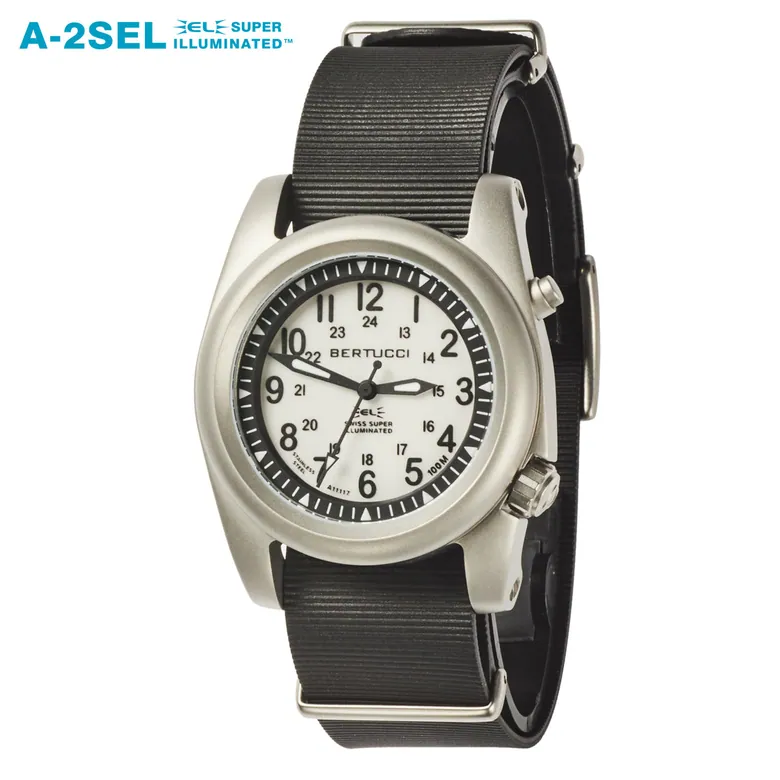 A-2SEL Super Illuminated Ghost Gray-Black Italian Rubber NATO Band #22030