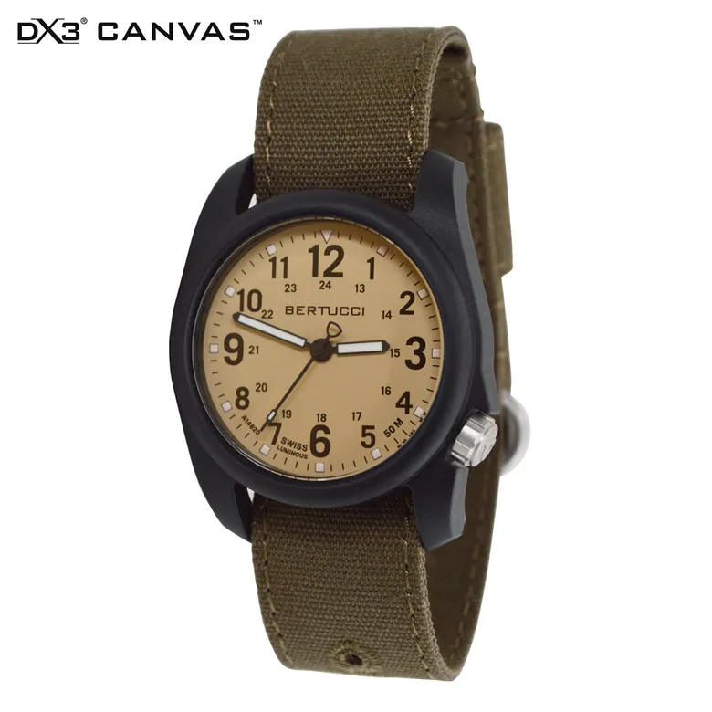 DX3® Canvas™ - Bertucci Khaki™ Dial, Bark Comfort Canvas™ Band #11091
