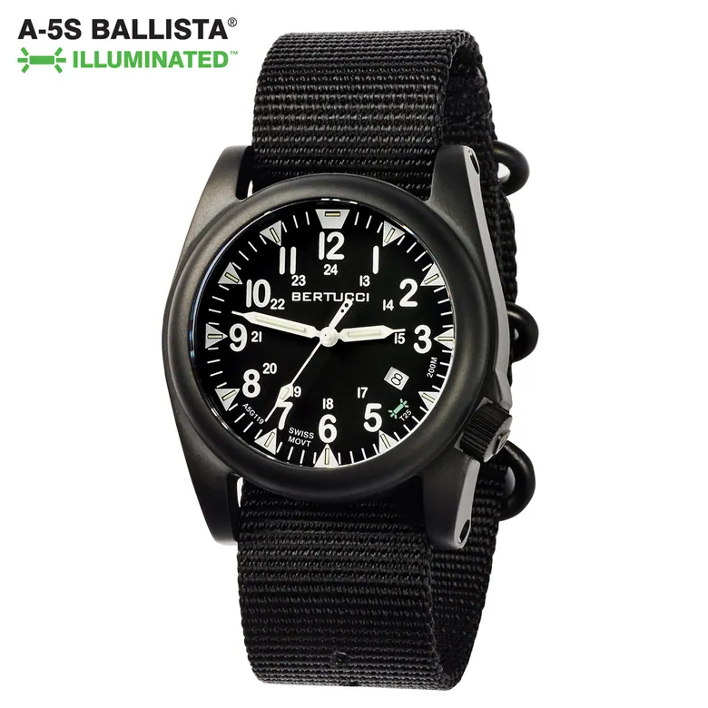 A-5S Ballista Illuminated, Black Dial w/ Black Nylon Band #13550