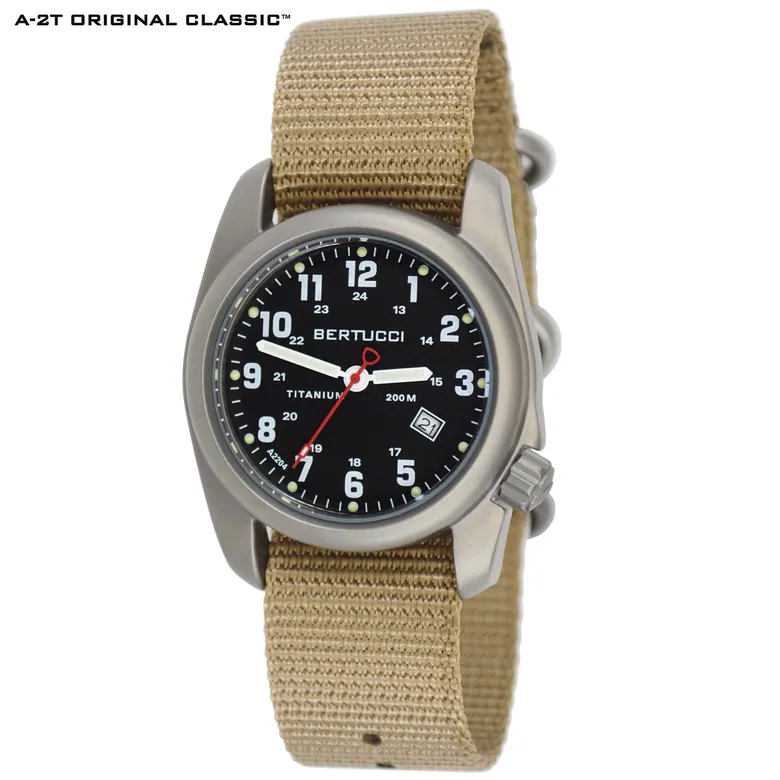 A-2T Original Classic - Black w/ Defender Khaki Nylon Band #12202