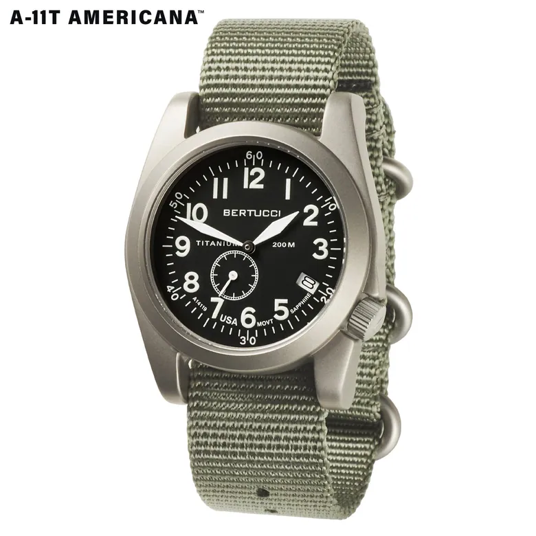 A-11T Americana - Black Dial w/ Defender Drab Nylon Band #13334