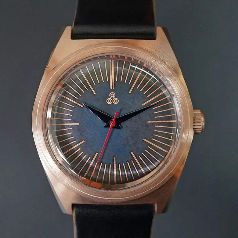 Intaglio 38: “Sixty-One” Patinated Copper & Gray Dial