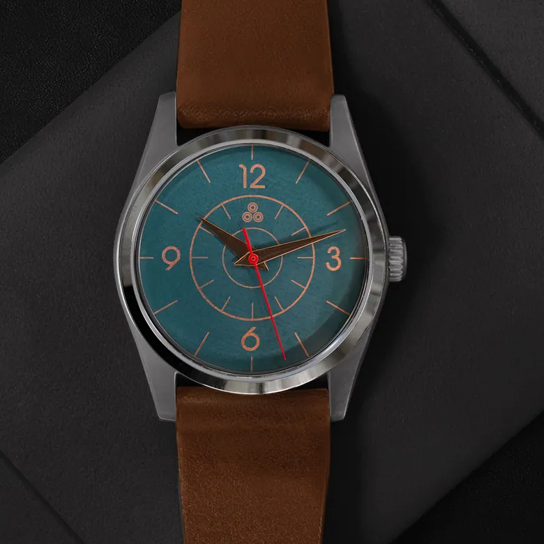 Intaglio 36 Midsize: “Neu Sector” Copper Dial in Dark Teal