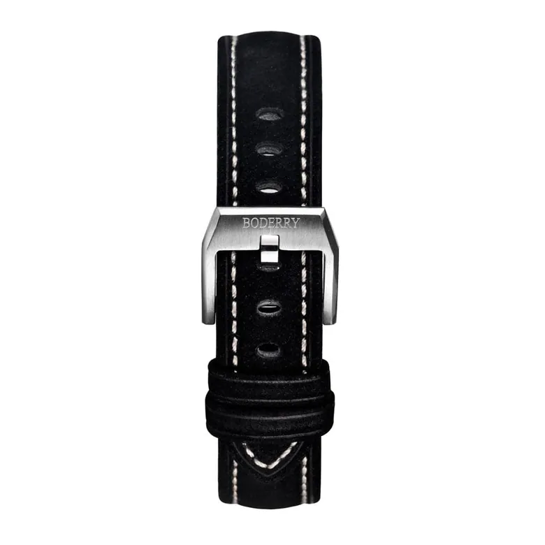 Boderry Black Leather Straps | Suitable for all watches with 20mm lug width